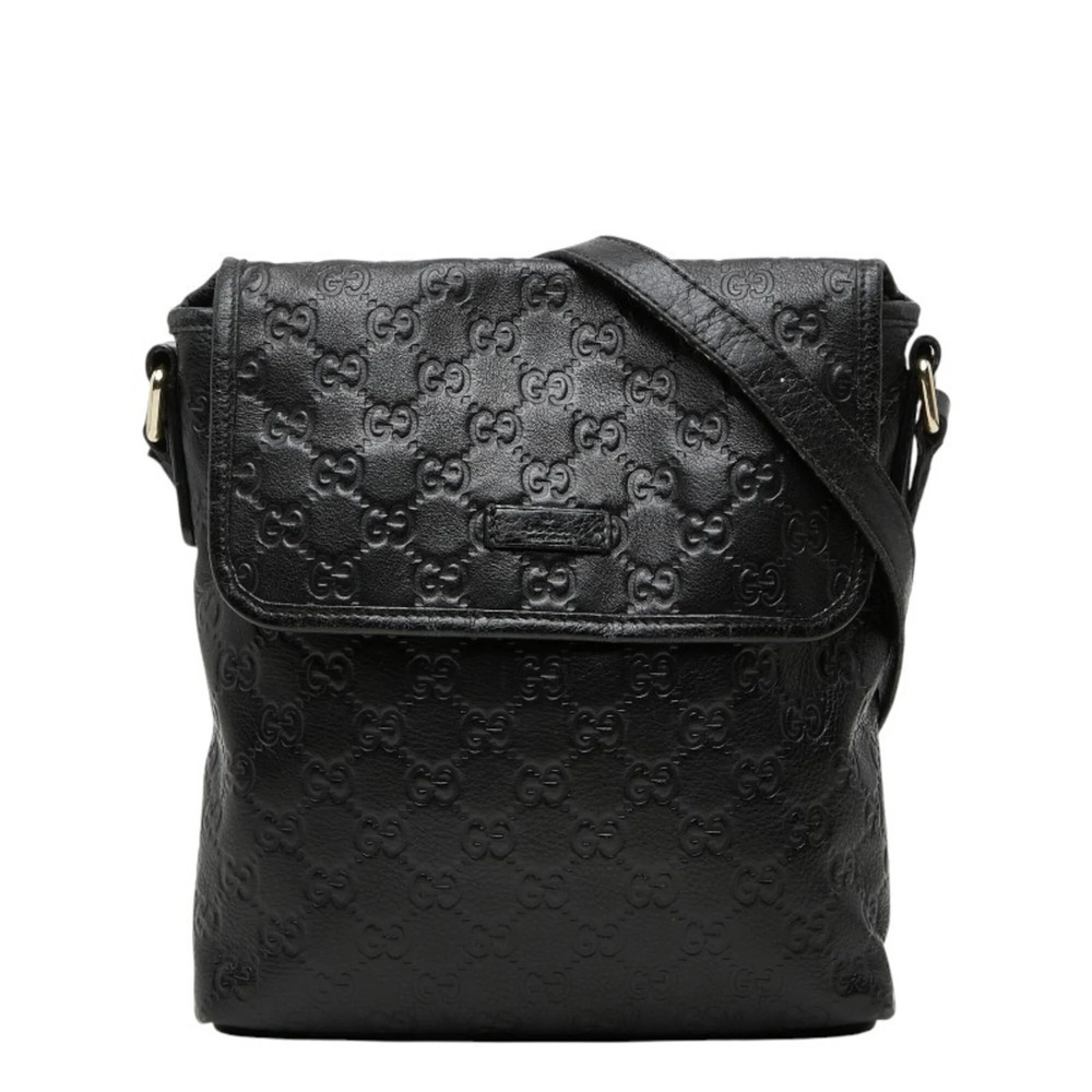 Gucci Guccissima Crossbody Shoulder Bag 223666 Black Leather Women's GUCCI